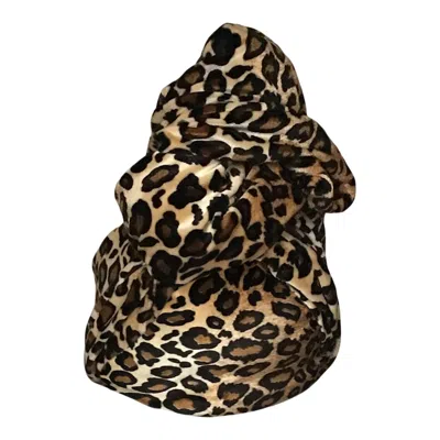 Romer Millinery Women's Brown Twisturban Turban In Leopard Print Stretch Velvet