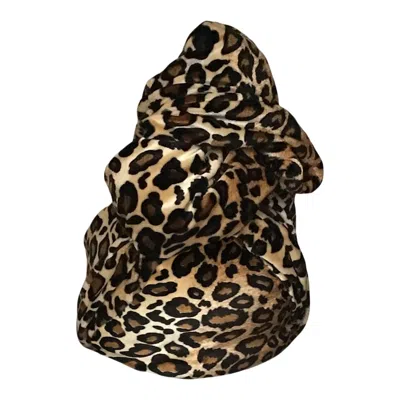 Romer Millinery Women's Brown Twisturban Turban In Leopard Print Stretch Velvet In Black