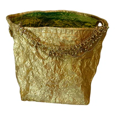 Romer Millinery Women's Gold / Green Morphy Moldable Mini Bag With Gold Tiered Chain In Multi