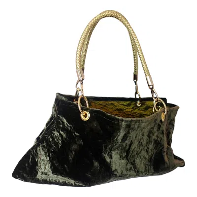 Romer Millinery Women's Green / Brown Morphy Moldable 3 Way Handle Bag In Silk/ Rayon Velvet Deep Olive In Multi
