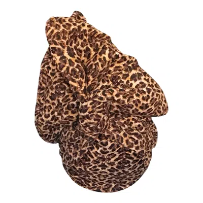 Romer Millinery Women's Neutrals / Gold / Brown Twisturban Turban In Leopard Print Cotton In Multi