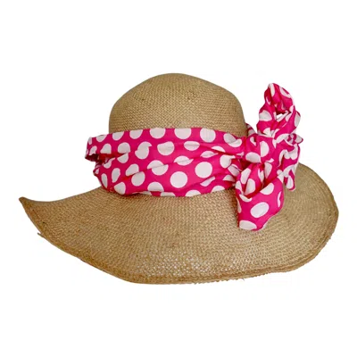Romer Millinery Women's Neutrals / Green / Red Floppy Brim Hemp Rope Sun Hat With Multi Ties