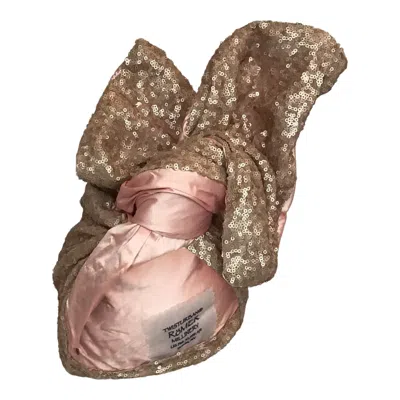 Romer Millinery Women's Orange Twisturban Turban In Pink Champagne Sequin & Pink Silk Shantung