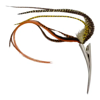 Romer Millinery Women's Orange / Yellow Feather Clip Large For Hair Turbans Lapel & Bag Orange And Yellow In Multi