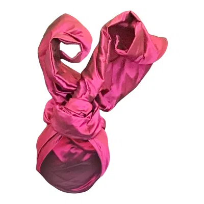 Romer Millinery Women's Pink / Purple Twisturban Turban In Extra Large Crescent Shaped Claret Silk Shantung In Red