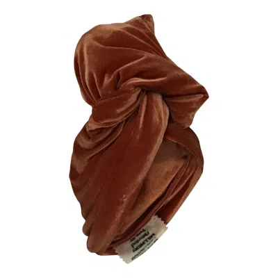 Romer Millinery Women's Red Twisturban Turban In Pumpkin Stretch Velvet