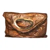 Romer Millinery Women's Rose Gold / Brown Morphy Moldable Clutch Bag In Copper Metallic Linen & Plaid Silk