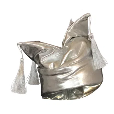 Romer Millinery Women's Royal Toque Puffer Crown In Silver With Tassels