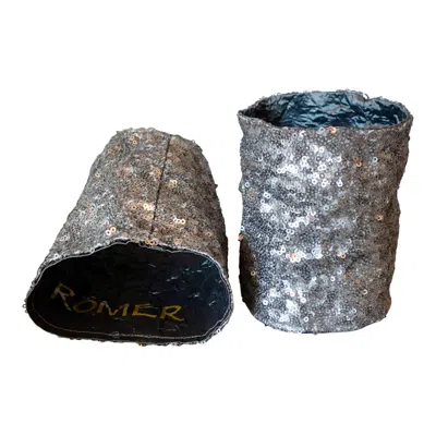 Romer Millinery Women's Silver Morphy Moldable Wrist Cuff Gunmetal Sequin Set Of Two