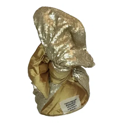 Romer Millinery Women's Twisturban Turban In Gold Sequin & Silk Shantung