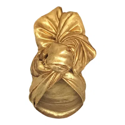 Romer Millinery Women's Twisturban Turban In Hammered Gold Stretch Velvet