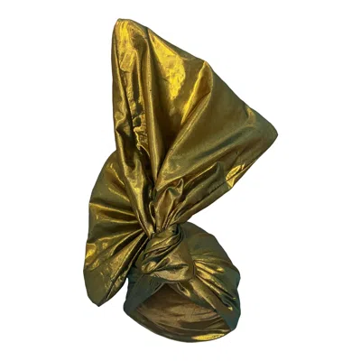 Romer Millinery Women's Twisturban Turban In Metallic Silk Shantung Old Gold