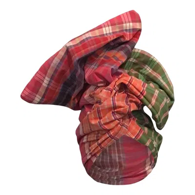 Romer Millinery Women's Twisturban Turban In Multi Color Plaid Cotton