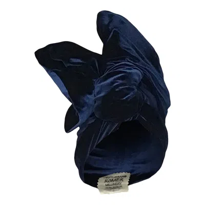 Romer Millinery Women's Twisturban Turban In Navy Blue Velvet