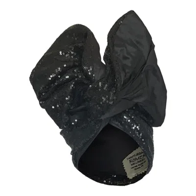 Romer Millinery Women's Twisturban Turban In Sequin & Silk Black