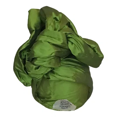 Romer Millinery Women's Twisturban Turban In Silk Shantung Bright Olive Green Extra Long
