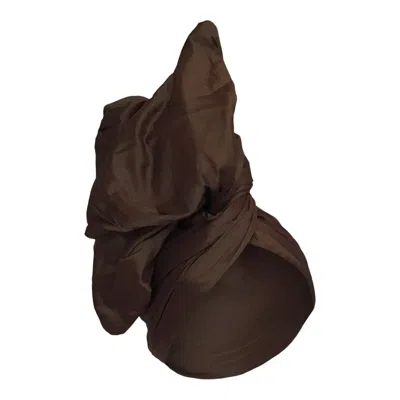 Romer Millinery Women's Twisturban Turban In Silk Shantung Chocolate Brown