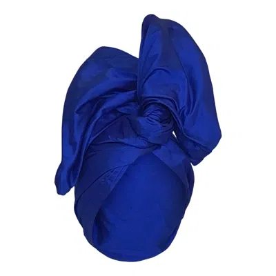 Romer Millinery Women's Twisturban Turban In Silk Shantung Cobalt Blue