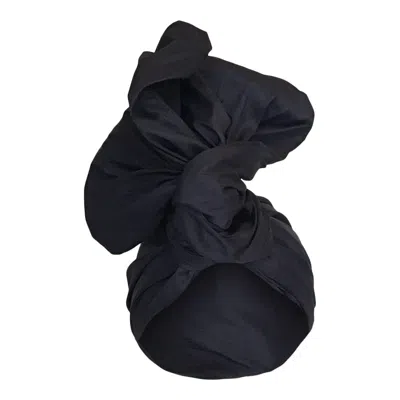 Romer Millinery Women's Twisturban Turban In Silk Shantung Dark Navy Blue