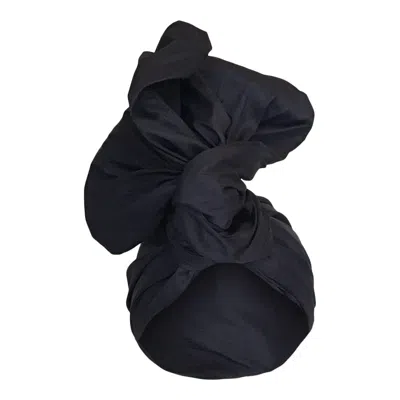 Romer Millinery Women's Twisturban Turban In Silk Shantung Dark Navy Blue In Black