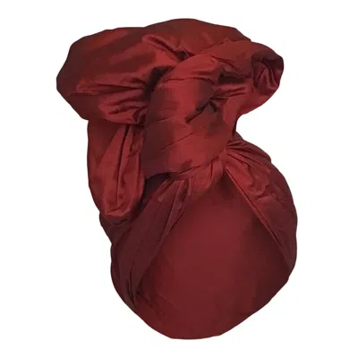 Romer Millinery Women's Twisturban Turban In Silk Shantung Deep Red In Orange