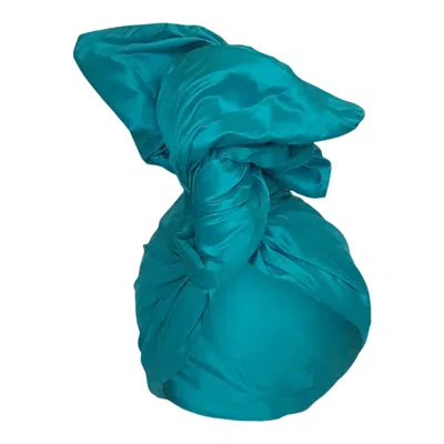 Romer Millinery Women's Twisturban Turban In Silk Shantung Turquoise Blue
