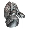 Romer Millinery Women's Twisturban Turban In Silver Shantung & Silver Sequin In Silver