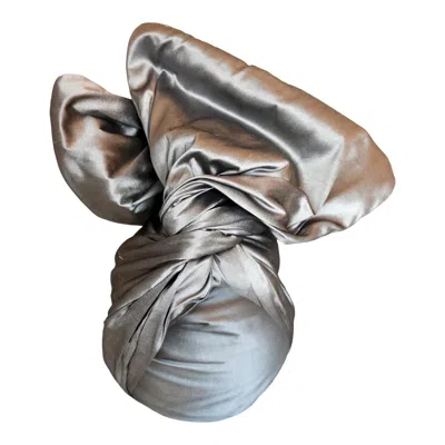 Romer Millinery Women's Twisturban Turban In Silver Silk Shantung