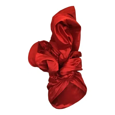 Romer Millinery Women's Twisturban Turban In Xl Crescent True Red Silk