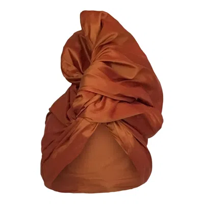 Romer Millinery Women's Yellow / Orange Twisturban Turban In Silk Shantung Pumpkin In Brown