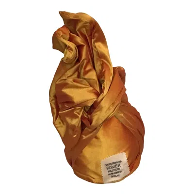 Romer Millinery Women's Yellow / Orange Twisturban Turban In Silk Shantung Saffron Gold In Brown