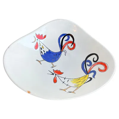 Pre-owned Rometti Ceramics 1 Hand-crafted Italian Ceramic Bowl By Rometti, Mid-century Modern, 25cm In Gray