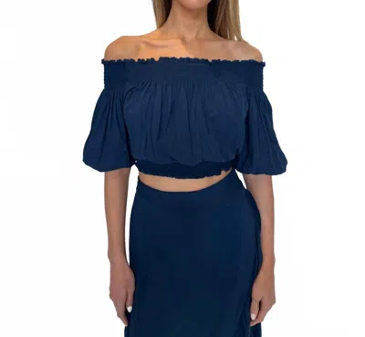 Romi The Brand Leah Off The Shoulder Top In Indigo In Blue