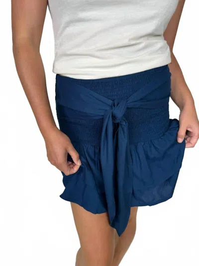 Romi The Brand Tie Short Skirt In Navy In Blue