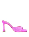 Romina Pratali Woman Sandals Fuchsia Size 8 Textile Fibers In Pink