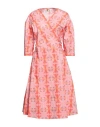 Romualda Woman Midi Dress Coral Size L Cotton In Red