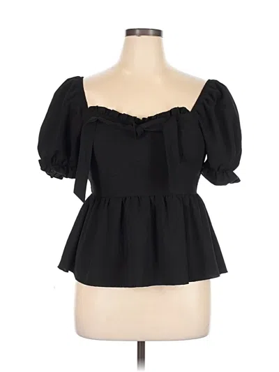 Pre-owned Romwe 3/4 Sleeve Blouse In Black