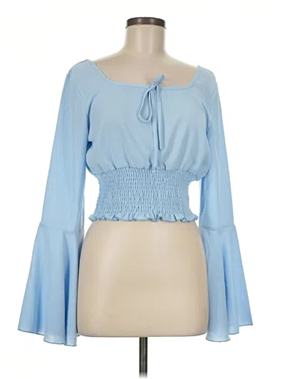 Pre-owned Romwe 3/4 Sleeve Blouse In Blue