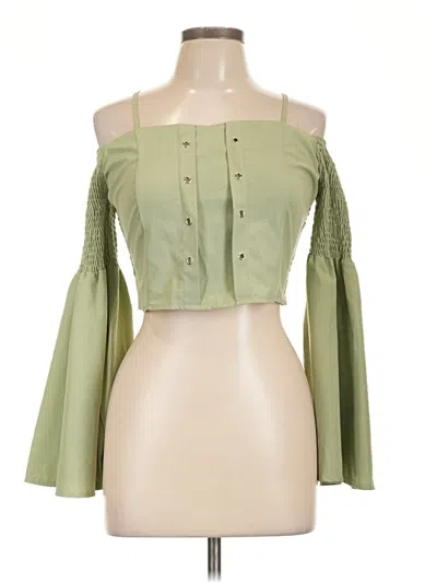 Pre-owned Romwe 3/4 Sleeve Blouse In Green
