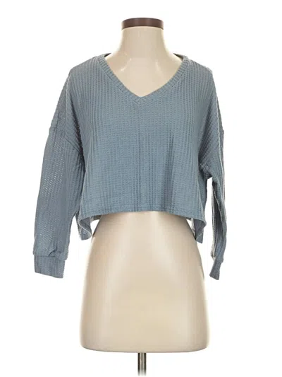 Pre-owned Romwe 3/4 Sleeve T-shirt In Blue
