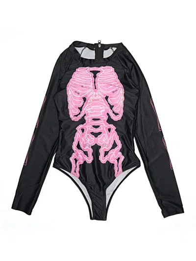 Pre-owned Romwe Bodysuit In Black