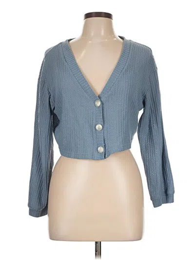 Pre-owned Romwe Cardigan Sweater In Blue
