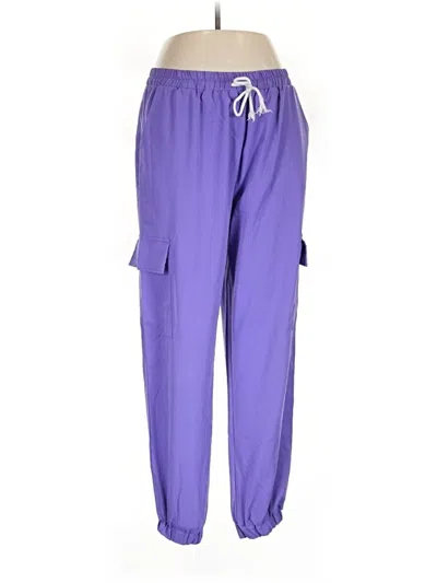 Pre-owned Romwe Cargo Pants In Purple