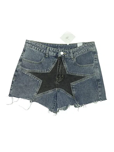 Pre-owned Romwe Denim Shorts In Blue