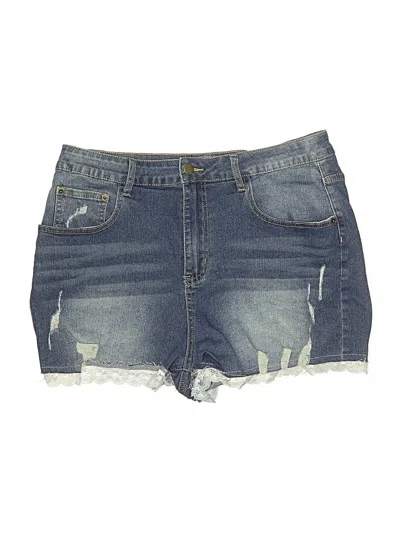 Pre-owned Romwe Denim Shorts In Blue