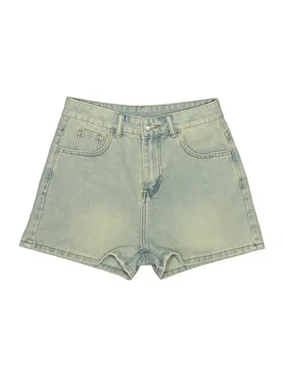 Pre-owned Romwe Denim Shorts In Blue