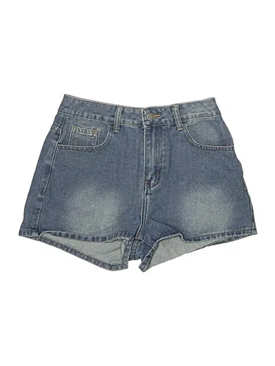 Pre-owned Romwe Denim Shorts In Blue