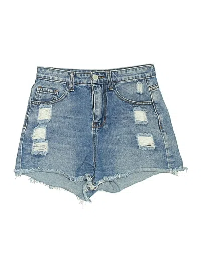 Pre-owned Romwe Denim Shorts In Blue