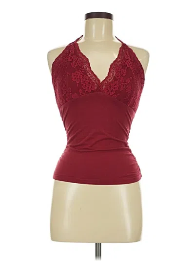 Pre-owned Romwe Halter Top Burgundy Halter Neckline Tops