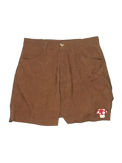 Pre-owned Romwe Khaki Shorts In Brown